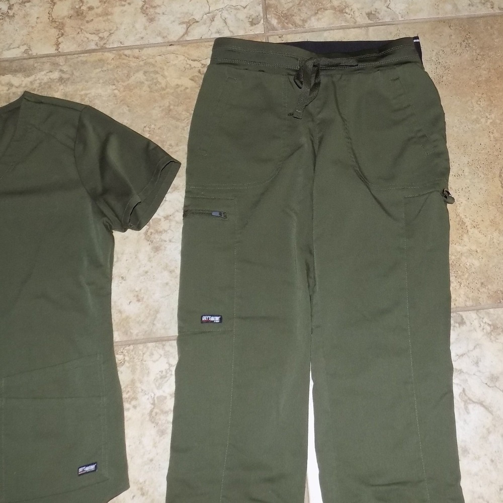 Greys Anatomy‎ Scrub Set Women S/XSP Olive Green Excellent Spandex Stretch Barco - Picture 3 of 10
